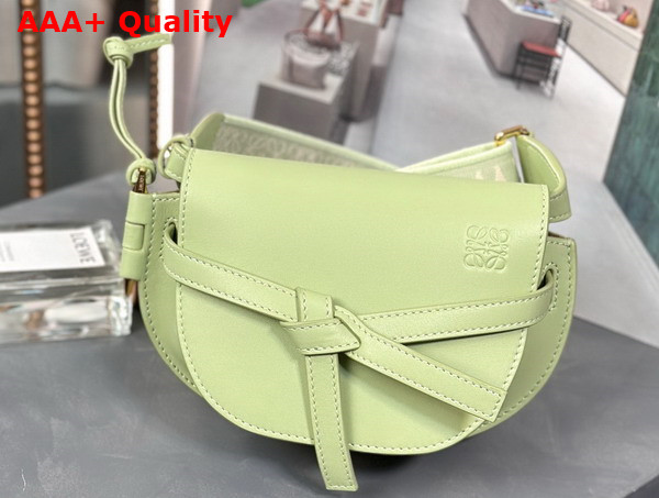 Loewe Mini Gate Dual Bag in Light Pale Green Soft Calfskin and Jacquard Replica