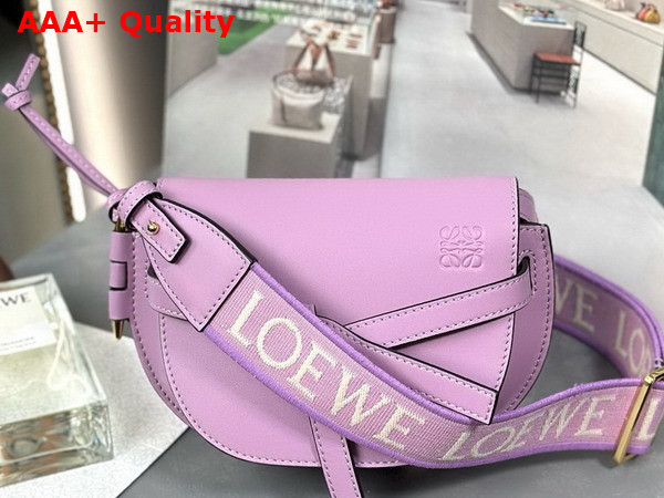 Loewe Mini Gate Dual Bag in Lilac Soft Calfskin and Jacquard Replica