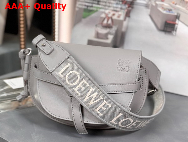 Loewe Mini Gate Dual Bag in Pearl Grey Soft Calfskin and Jacquard Replica