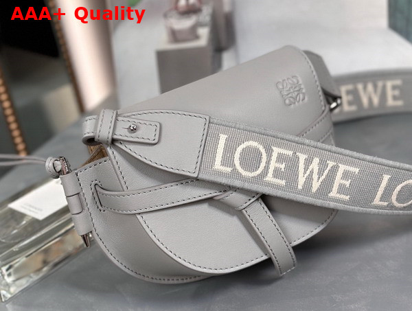 Loewe Mini Gate Dual Bag in Pearl Grey Soft Calfskin and Jacquard Replica