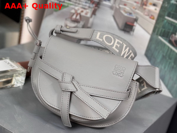 Loewe Mini Gate Dual Bag in Pearl Grey Soft Calfskin and Jacquard Replica