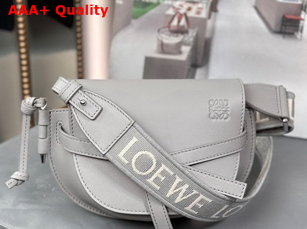 Loewe Mini Gate Dual Bag in Pearl Grey Soft Calfskin and Jacquard Replica