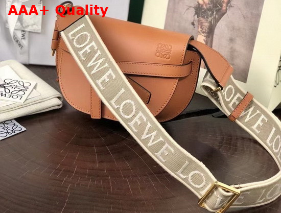 Loewe Mini Gate Dual Bag in Tan Soft Calfskin and Jacquard Replica