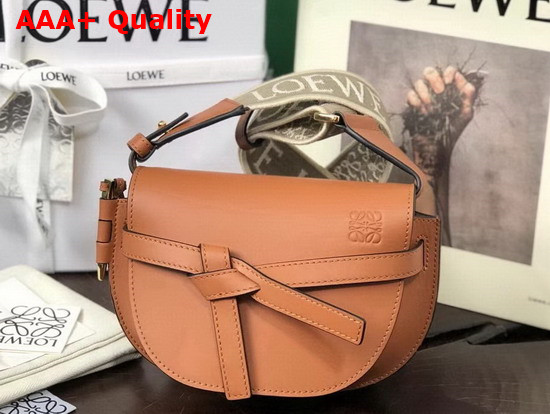 Loewe Mini Gate Dual Bag in Tan Soft Calfskin and Jacquard Replica