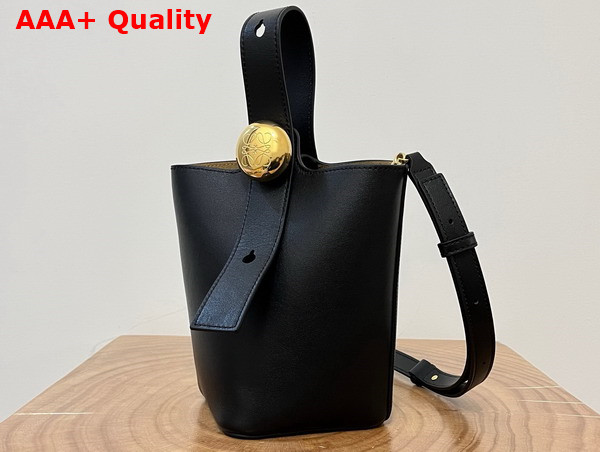 Loewe Mini Pebble Bucket Bag in Black Mellow Calfskin Replica