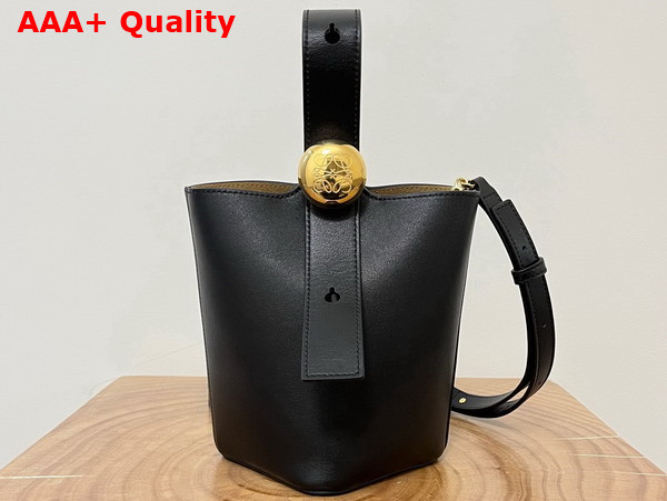 Loewe Mini Pebble Bucket Bag in Black Mellow Calfskin Replica