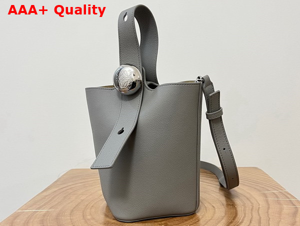 Loewe Mini Pebble Bucket Bag in Pearl Grey Soft Grained Calfskin Replica