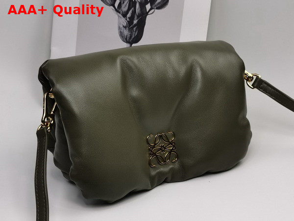 Loewe Mini Puffer Goya Bag in Dark Khaki Green Shiny Nappa Lambskin Replica