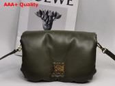 Loewe Mini Puffer Goya Bag in Dark Khaki Green Shiny Nappa Lambskin Replica