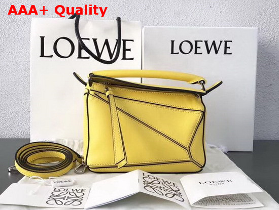 Loewe Mini Puzzle Bag Yellow Classic Calf Leather Replica