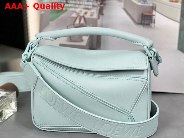 Loewe Mini Puzzle Bag in Aquamarine Satin Calfskin Replica