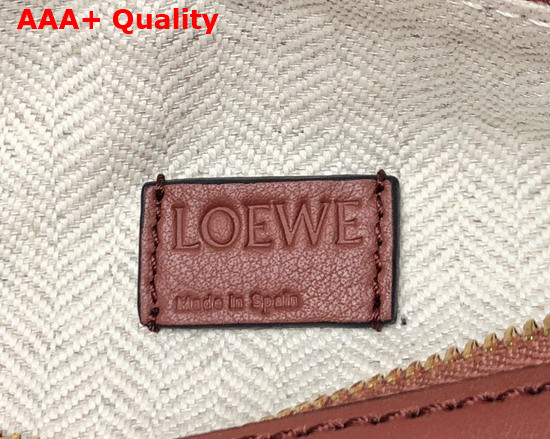 Loewe Mini Puzzle Bag in Classic Calfskin Dark Purple Dark Rust Replica