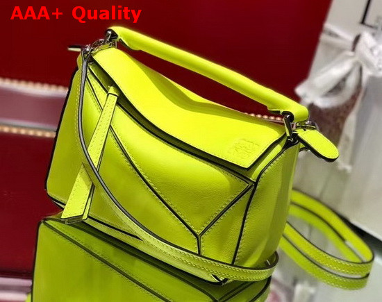 Loewe Mini Puzzle Bag in Classic Calfskin Neon Yellow Replica