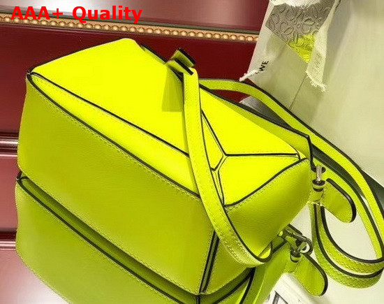 Loewe Mini Puzzle Bag in Classic Calfskin Neon Yellow Replica