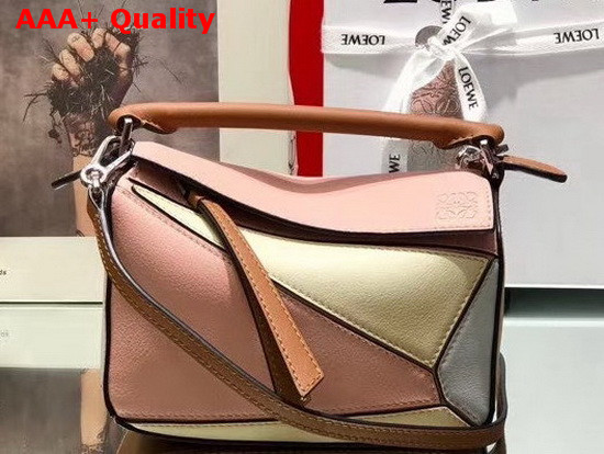 Loewe Mini Puzzle Bag in Classic Calfskin Peach Pink Milk Replica