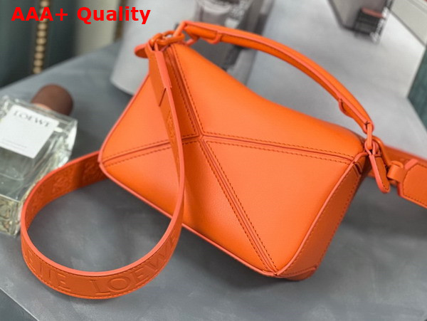 Loewe Mini Puzzle Bag in Orange Satin Calfskin Replica