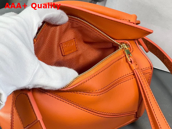 Loewe Mini Puzzle Bag in Orange Satin Calfskin Replica