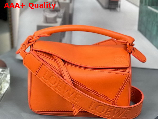 Loewe Mini Puzzle Bag in Orange Satin Calfskin Replica