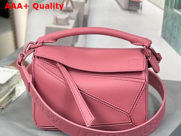 Loewe Mini Puzzle Bag in Plumrose Satin Calfskin Replica