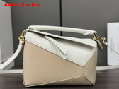 Loewe Mini Puzzle Bag in Soft White and Paper Craft Classic Calfskin Replica