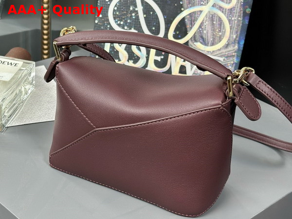 Loewe Mini Puzzle Edge Bag in Burgundy Classic Calfskin Replica