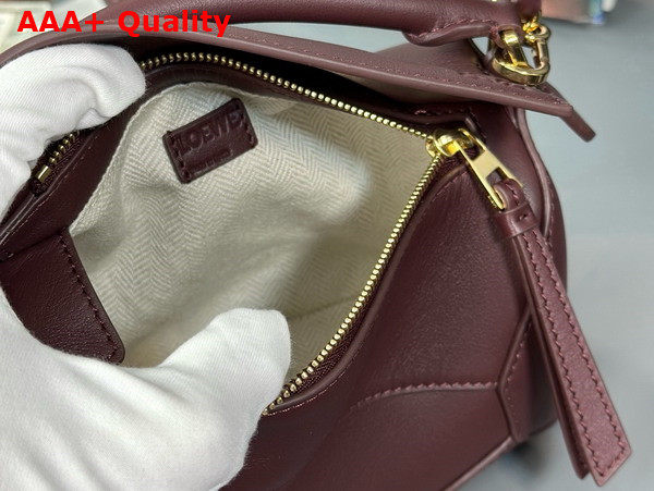 Loewe Mini Puzzle Edge Bag in Burgundy Classic Calfskin Replica