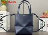 Loewe Mini Puzzle Fold Tote in Abyss Blue Shiny Calfskin Replica