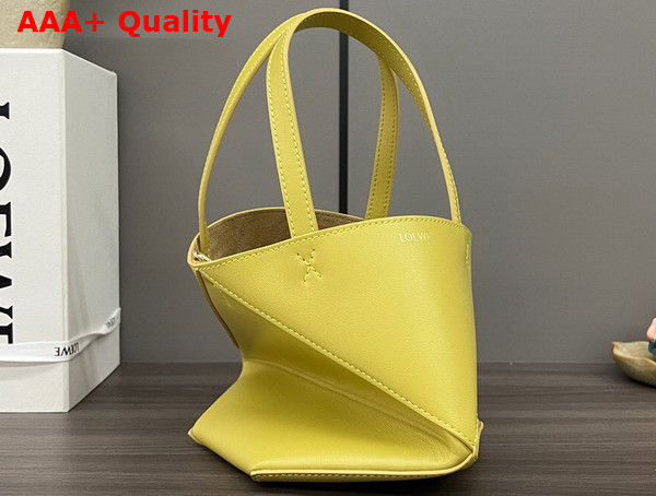 Loewe Mini Puzzle Fold Tote in Bright Ochre Shiny Calfskin Replica