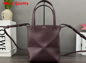 Loewe Mini Puzzle Fold Tote in Dark Burgundy Shiny Calfskin Replica