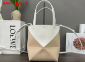 Loewe Mini Puzzle Fold Tote in Shiny Calfskin Soft White Paper Craft Replica