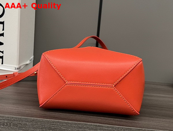 Loewe Mini Puzzle Fold Tote in Sunrise Orange Shiny Calfskin Replica