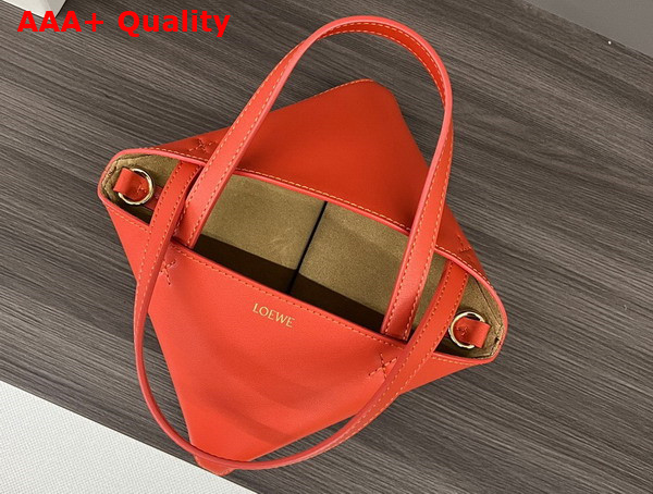 Loewe Mini Puzzle Fold Tote in Sunrise Orange Shiny Calfskin Replica