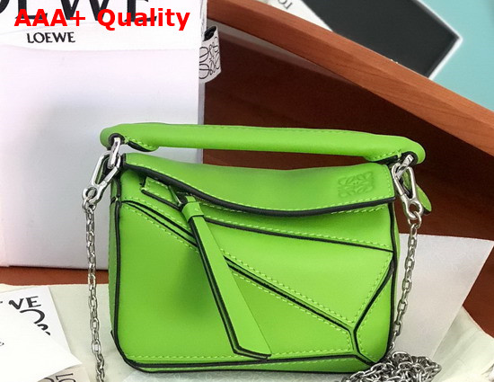 Loewe Nano Puzzle Bag in Green Classic Calfskin Replica