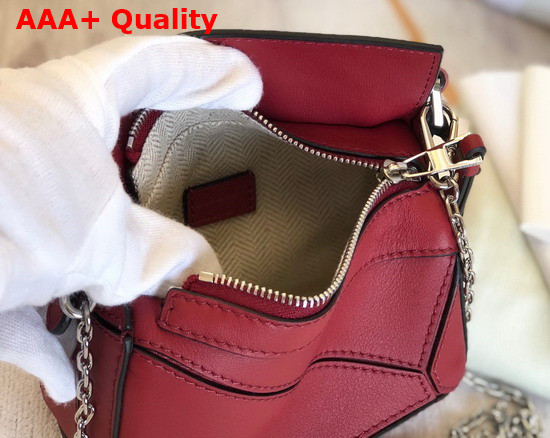 Loewe Nano Puzzle Bag in Red Classic Calfskin Replica