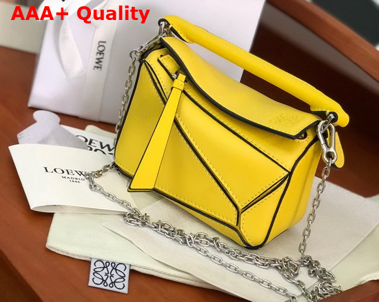 Loewe Nano Puzzle Bag in Yellow Classic Calfskin Replica