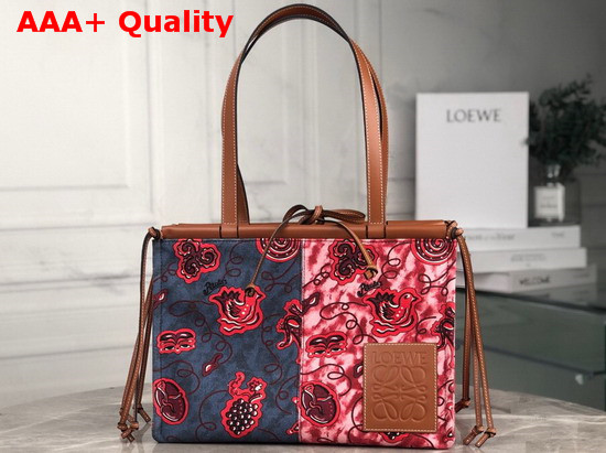 Loewe Paulas Cushion Tote Prints Blue and Red Replica