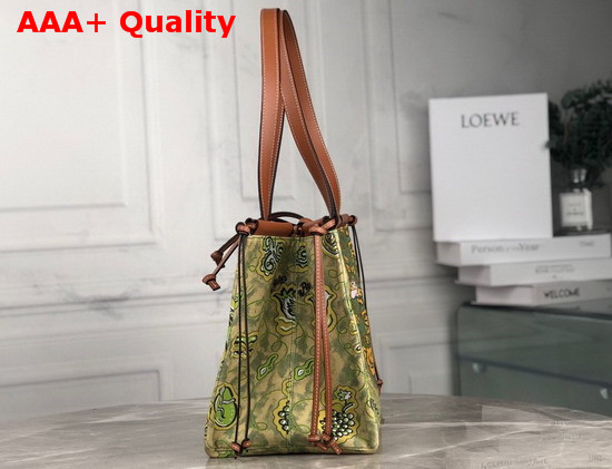 Loewe Paulas Cushion Tote Prints Green and Yellow Replica