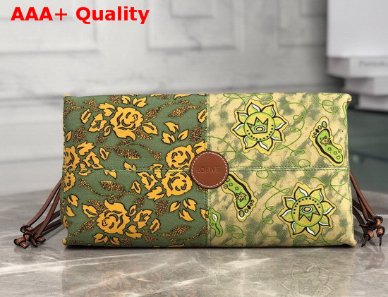 Loewe Paulas Cushion Tote Prints Green and Yellow Replica