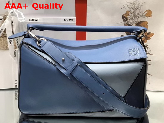 Loewe Puzzle Bag Light Blue and Navy Blue Classic Calf Replica