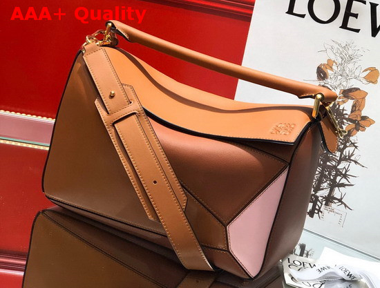 Loewe Puzzle Bag Tan Medium Pink Classic Calf Replica