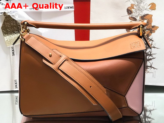 Loewe Puzzle Bag Tan Medium Pink Classic Calf Replica