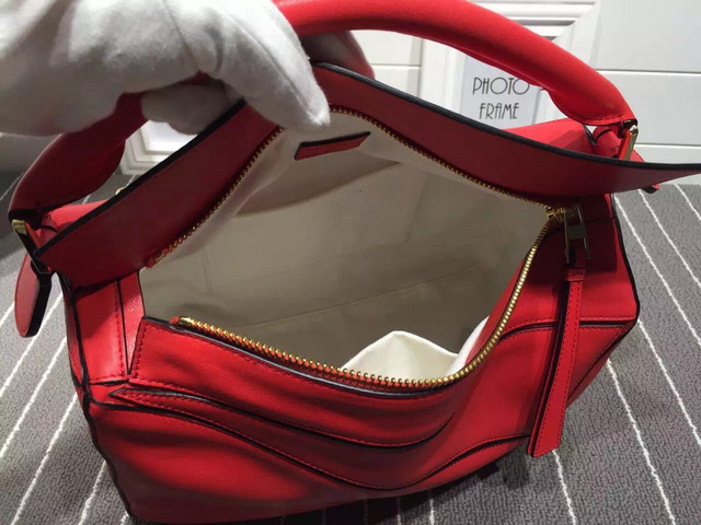 Loewe Puzzle Bag in Red Calf Leather with Embossed Anagram for Sale