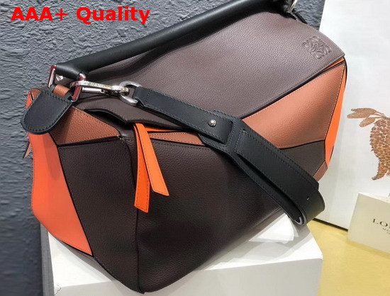 Loewe Puzzle Large Bag Coffee and Orange Soft Grained Calf Replica