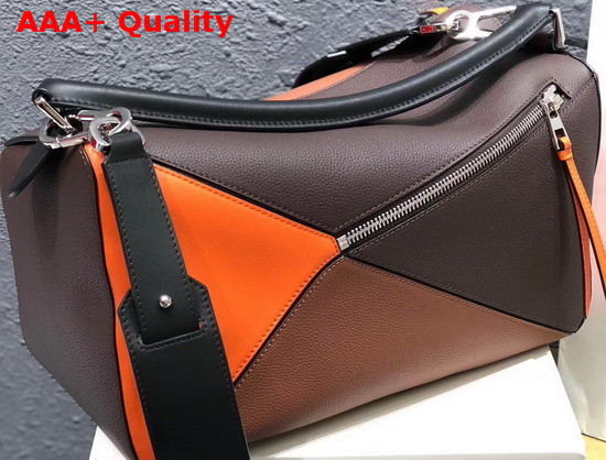 Loewe Puzzle Large Bag Coffee and Orange Soft Grained Calf Replica