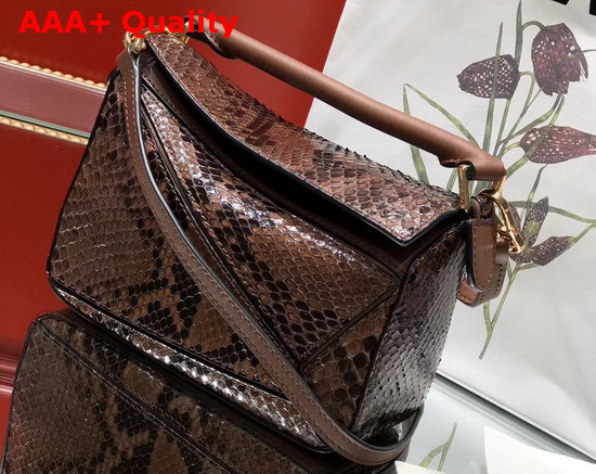 Loewe Puzzle Mini Bag in Brown Python Replica