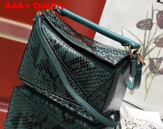 Loewe Puzzle Mini Bag in Green Python Replica