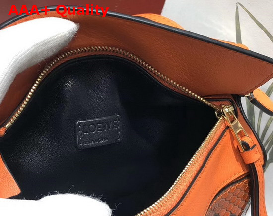 Loewe Puzzle Mini Bag in Orange Python Replica