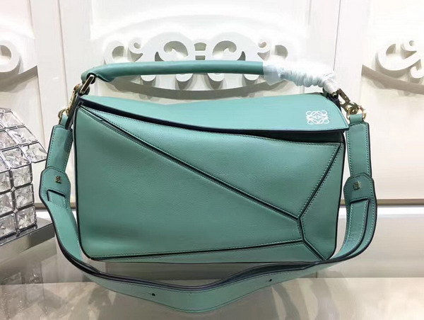 Loewe Puzzle Shoulder Bag in Mint Green Calf Leather with Embossed Anagram For Sale