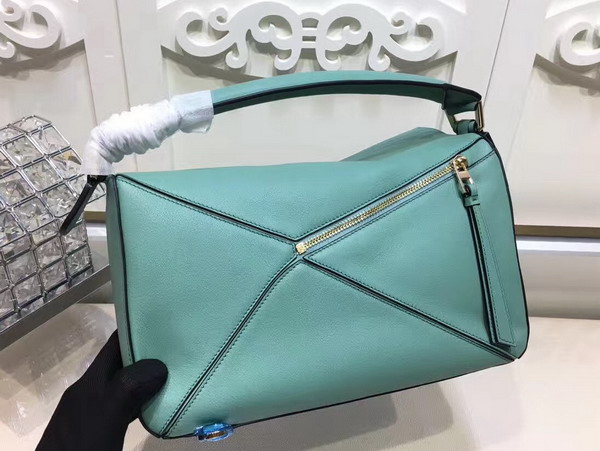 Loewe Puzzle Shoulder Bag in Mint Green Calf Leather with Embossed Anagram For Sale