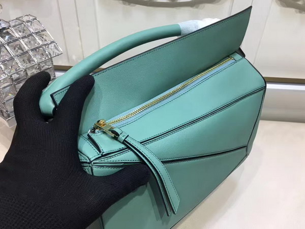 Loewe Puzzle Shoulder Bag in Mint Green Calf Leather with Embossed Anagram For Sale